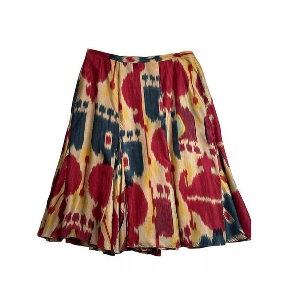 Lauren Ralph Lauren modern Maasai watercolor 100% silk skirt pockets women’s 12 - Picture 1 of 8